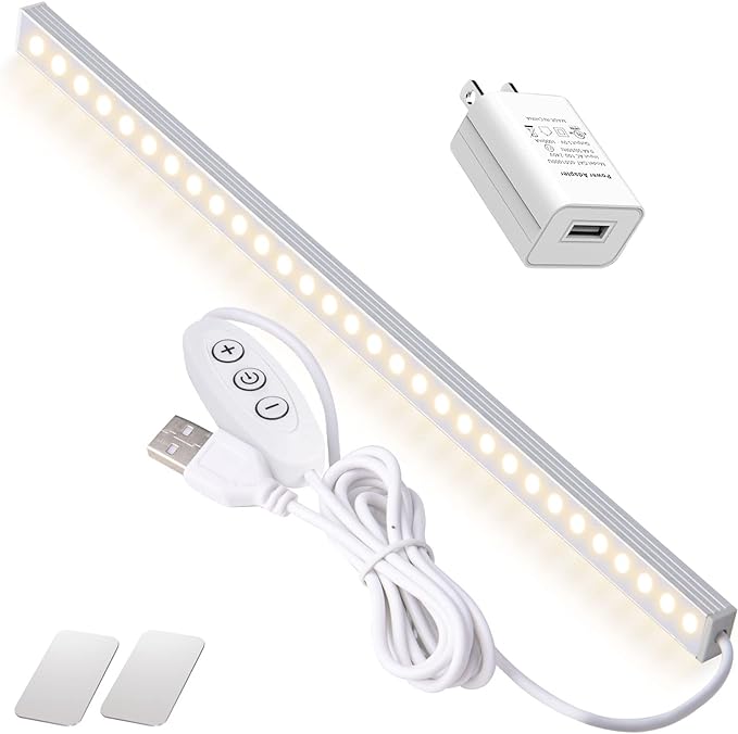 12 Inch Under Cabinet Lighting, Dimmable LED Light Bar with Plug-in AC Adapter & Magnetic Mount - for Kitchen, Workshop, Closet (Includes Adhesive Tape)