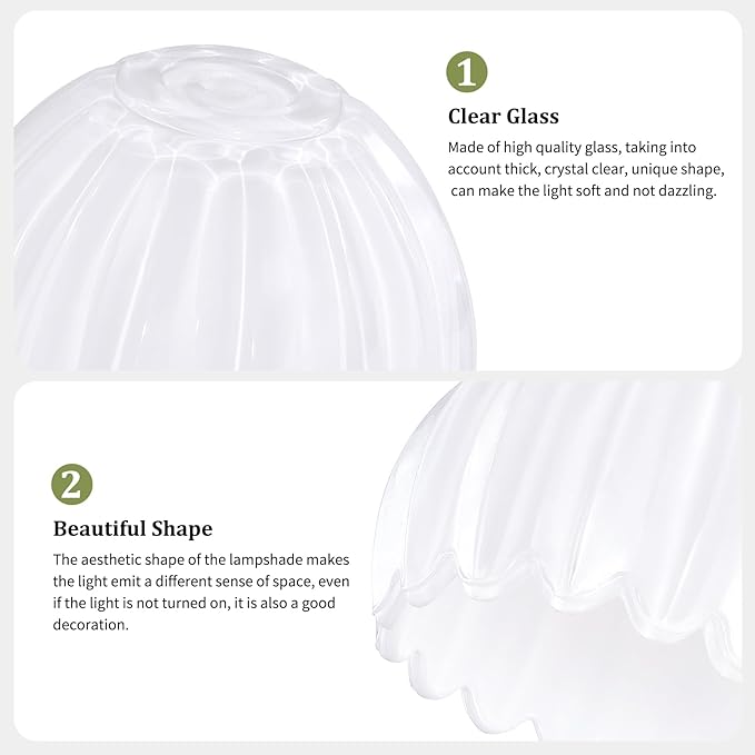 Tulip Lamp Shades Replacement, 5" Dia. * 4.25" H，0.394” Top Hole White Glass Sconce Shade Heavy and Thick for Table Lamp, 2 Pack