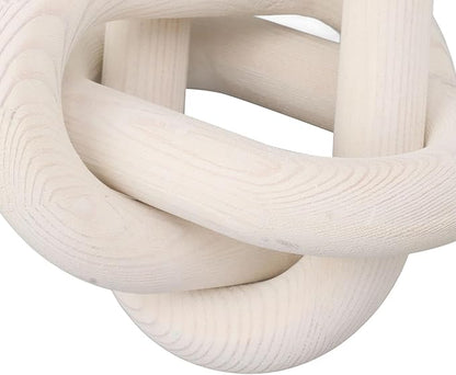 Wood Knot Decor, 3-Link Wood Chain Link Decor Boho Wooden Ornaments Small White Coffee Table Decoration for Bookcase Coffee Table Living Room