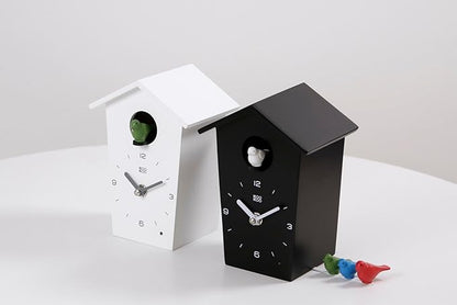 KOOKOO Birdhouse Mini White, Tiny Modern Cuckoo Clock with 12 Natural Bird Songs or Cuckoo Call