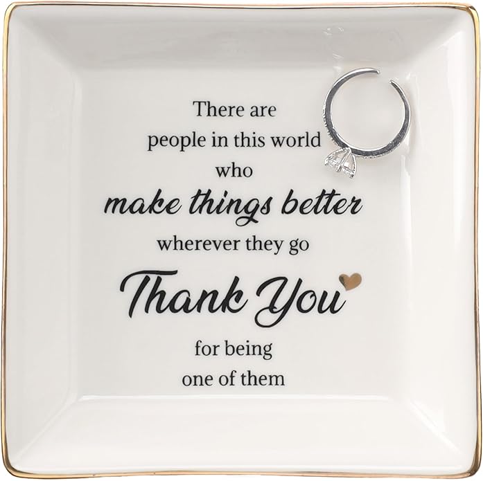 HOME SMILE Ceramic Ring Dish Jewelry Tray for Mom Sister Friends