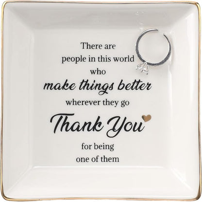 HOME SMILE Ceramic Ring Dish Jewelry Tray for Mom Sister Friends