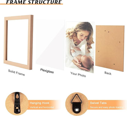 10x14 Frame Natural Woodgrain,Rustic 14x10 Picture Frame Beige, Art Pic Hanging Poster Frame, 10 by 14 Gallery Family Concert Portrait Photo Frame Anniversary/Birthday/Wedding/Thank you/Christmas Gift