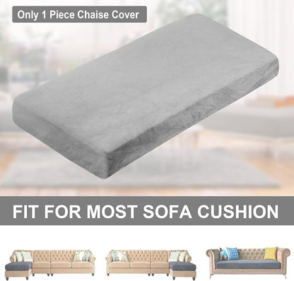 NAISI Sectional Couch Cover 1 Piece Velvet Separate Chaise Lounge Cover Soft Stretch Sofa Slipcovers for Left/Right Chaise Sectional Couch(Chaise Lounge,Light Grey)