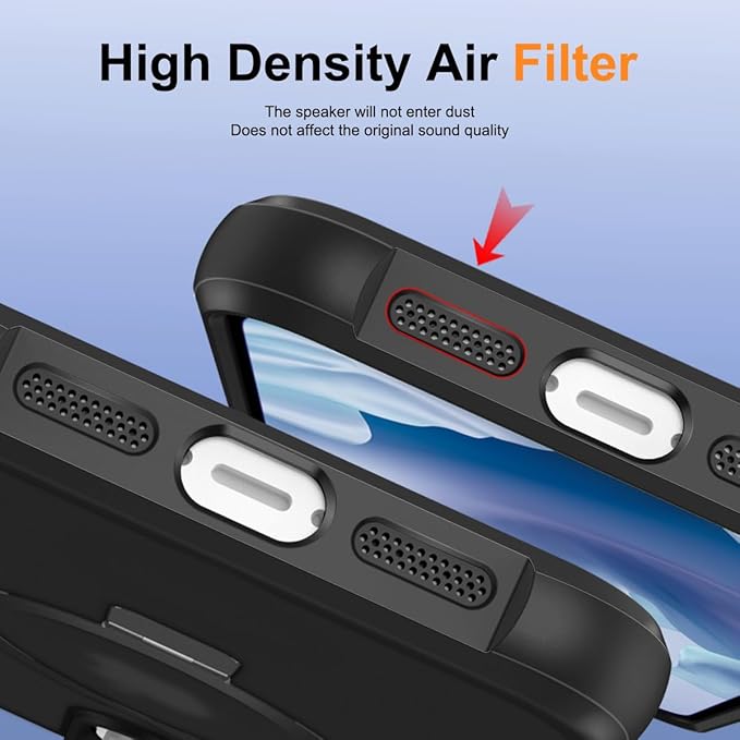 Compatible with iPhone 14 Pro Max Case with Invisible Magnetic O-Ring Stand Military-Grade Translucent Case for iPhone 14 ProMax 6.7" [Compatible with Mag-Safe][Great Grip Feeling], Black