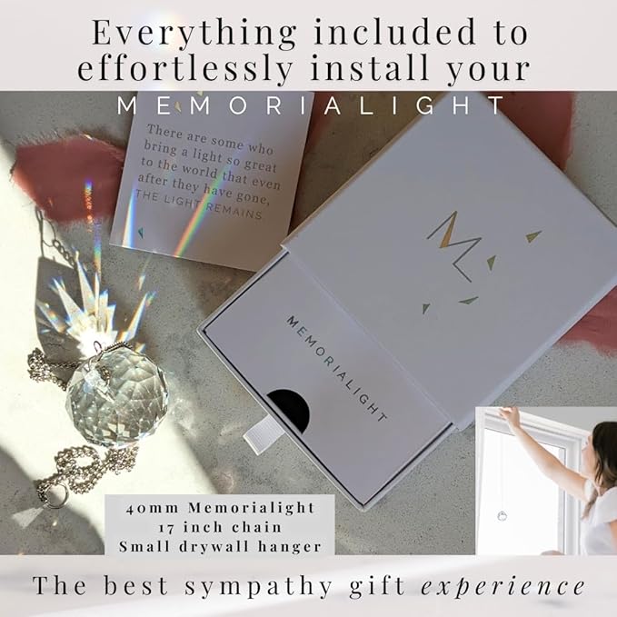 Memorialight Modern Grief Gift, 40mm Crystal Ornament Rainbow Maker, Unique Memorial Gifts for Loss of Family, Loved Ones, Miscarriage, Best for Funerals, Sympathy, Bereavement, Daily Remembrance