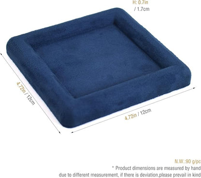 Black Velvet Jewelry Display Tray, Luxury Velvet Ring Holder Showcase for Necklaces Earrings, Jewelry Store Display and Ecommerce Photography Prop, 4.72x4.72 Inches (Blue)