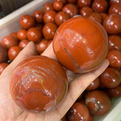 6-7CM/2.36-2.76inch Magical Natural Red Jasper Stone Ball Quartz Crystal Mineral Reiki Treatment Home Office Degaussing Decoration Collection Sphere (Red Jasper, 60-70mm)