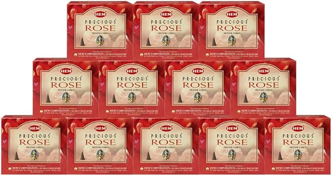 Precious Rose Incense Cones and Cone Incense Burner Bundle Insence Insense Hem Incense