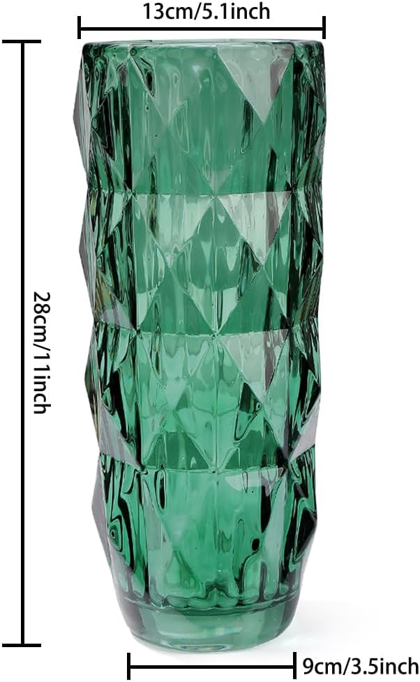 Flower Vase for Decor Glass Green Vase 11" Tall