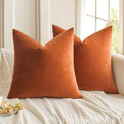 MIULEE Orange Pillow Covers 18x18 Inch Decorative Velvet Throw Pillow Covers Farmhouse Modern Home Decor for Couch Sofa Bedroom Living Room