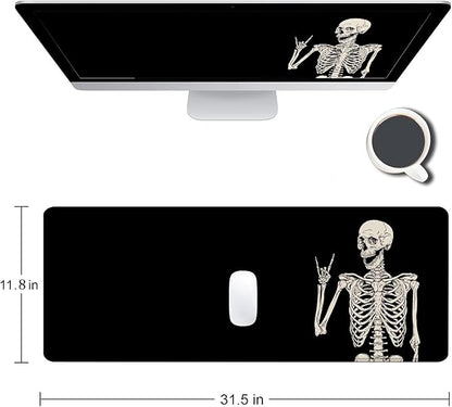 Large Mouse Pad, Extended Gaming Mousepad, Non-Slip Rubber Base Keyboard Mouse Mat Desk Pad for Gamer, Laptop, Office & Home, 31.5 x 11.8 in, Black Skull