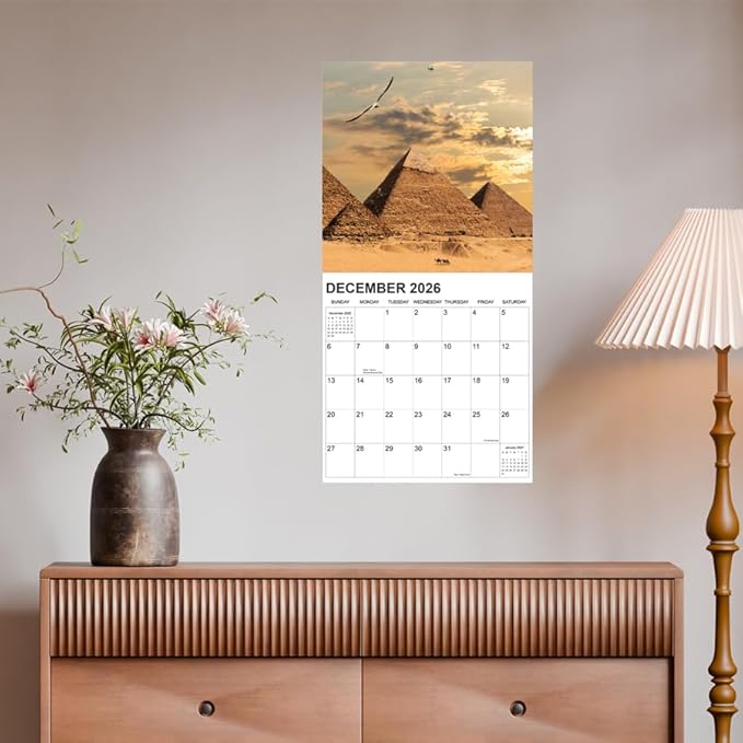 Calendar 2026 from January 2026 - December 2026, 12" x 24" Opened 12 Months Calendar, Full Page Months Thick & Sturdy Paper for Gift Perfect Calendar Organizing & Planning, Global Architecture