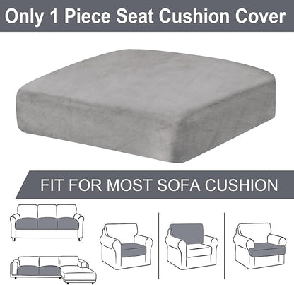 Couch Cushion Cover Velvet 1 Piece Seat Cushion Cover Stretch Armchair Cover Separate Sectional Sofa Slipcovers Furniture Protector (1-Seater or Sofa Backrest, Light Grey)