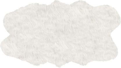 Luxe Gordon Faux Fur Rug with Soft and Fluffy Pile | Machine Washable Living Room Rug with Anti-Slip Backing | Cruelty-Free Area Rugs for Office or Bedroom, White, 4 ft x 6 ft