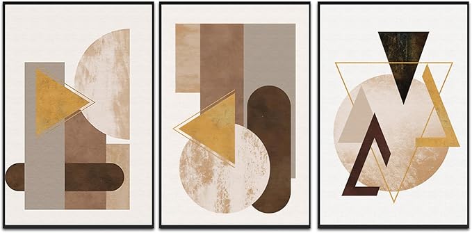 QKF Minimalist Abstraction Canvas Wall Art Decor Home Deco 3 Piece Fashion Geometric Graphical Pictures Modern Bedroom Room Bathroom Posters & Prints 16“X 24”