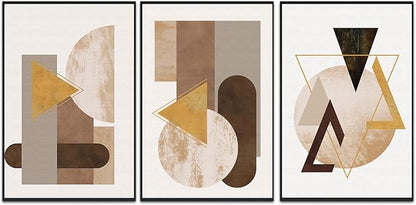 QKF Extra Large Framed Canvas Wall Art Geometric Minimalist Home Wall decor Living Room Bedroom Decoration Painting Tall wall Poster Printing 24" X 32" 3 Pieces