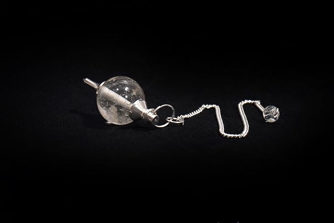 L PEDRA & CRYSTAL Crystal Ball Pendulum – Polished Gemstone Sphere with Chain for Dowsing, Divination, or Decor | Ball-Shaped Crystal Pendant for Energy Work & Display (Crystal Quartz Ball Pendulum)