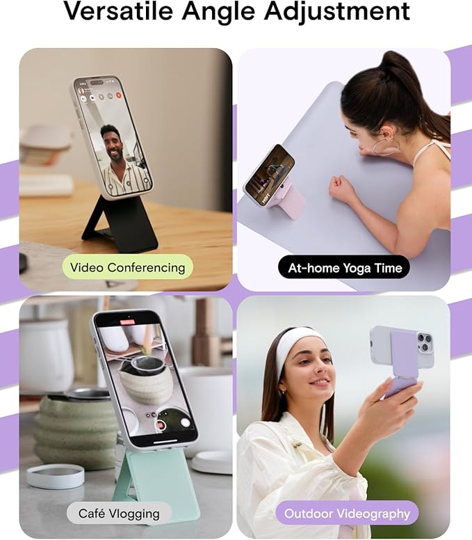 MOFT Phone Tripod Wallet for iPhone, Mulit-Angles, Lightweight & Portable Phone Stand, MOVAS Vegan Leather Magnetic Wallet, Strong Magnets, NFC Card Holder,Travel Essential, Peony (Without Card Slot)