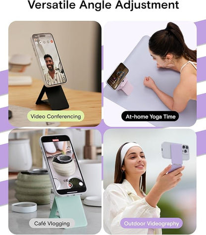 MOFT Phone Tripod Wallet for iPhone, Mulit-Angles, Lightweight & Portable Phone Stand, MOVAS Vegan Leather Magnetic Wallet, Strong Magnets, NFC Card Holder,Travel Essential, Peony (Without Card Slot)