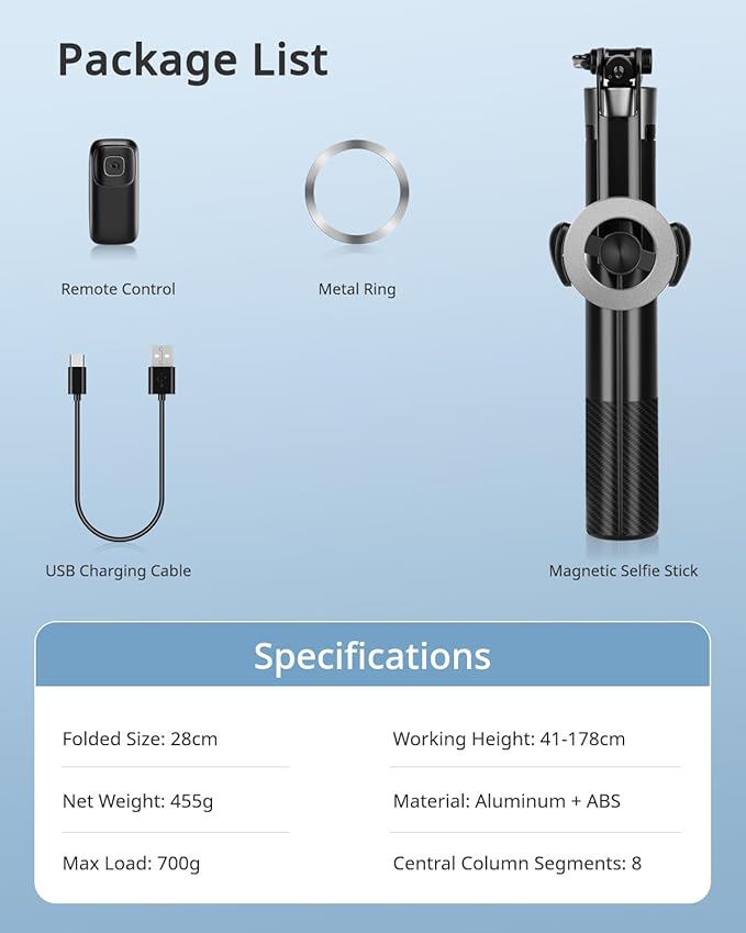 Magnetic Tripod for iPhone, 69" Phone Tripod Selfie Stick with Stake, Remote & 2 in 1 Phone Holder, Extendable Cell Phone Stand for Golf Recording Travel, Compatible with iPhone and Android Cellphone