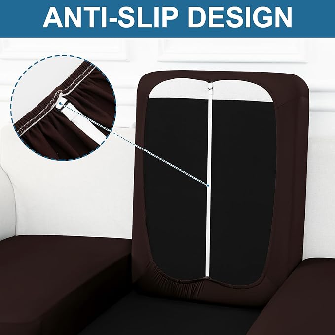 Smiry Printed Couch Cushion Covers, Stretch Soft Couch Covers for Sofa, Washable Non-Slip Sofa Slipcover Furniture Protector for Indoor and Outdoor (2 Pack, Chocolate)