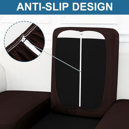 Smiry Printed Couch Cushion Covers, Stretch Soft Couch Covers for Sofa, Washable Non-Slip Sofa Slipcover Furniture Protector for Indoor and Outdoor (2 Pack, Chocolate)