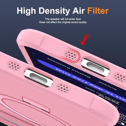 Compatible with iPhone 17 Air Case with Invisible Magnetic O-Ring Stand Military-Grade Translucent Phone Case for iPhone 17 Air 6.5" [Compatible with Mag-Safe][Great Grip Feeling], Pink