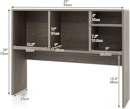Desktop Bookshelf, 2-Tier Display Organizer Shelf Rack, Dorm Desk Hutch, Desk Shelf for Top of Desk, Multipurpose Wood Counter Top Bookcase for Office Home