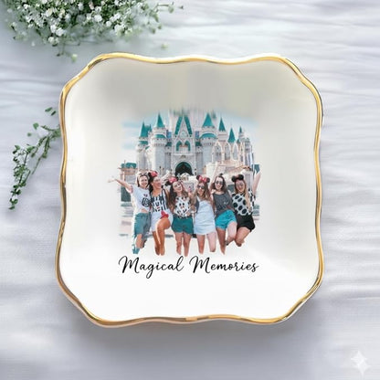 Custom Photo Watercolor Friend Ring Dish, Personalized Bestie Jewelry Dish, Soul Sister Trinket Dish Gift for Long Distance Friendship Women BFF Christmas Birthday Wedding Gift