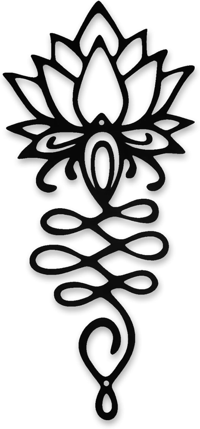 Lotus Flower Wall Decor – Black Metal Yoga Wall Art with Lotus Design, Spiritual Home Décor Sculpture for Meditation Spaces, Living Room, Bedroom, Office