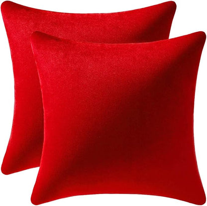 Throw Pillow Covers 22x22 Christmas Red: 2 Pack Cozy Soft Velvet Square Decorative Pillow Cases for Farmhouse Home Decor