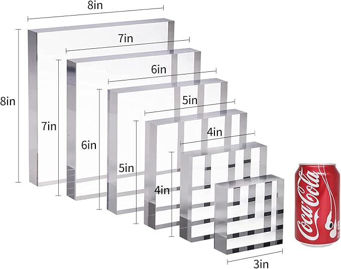 CiaoHER 1in Thickness 12in Square Acrylic Cube Display Block Clear Polished Pedestal Stand Riser Solid Base 12" x 12" x 1", 1 Pack