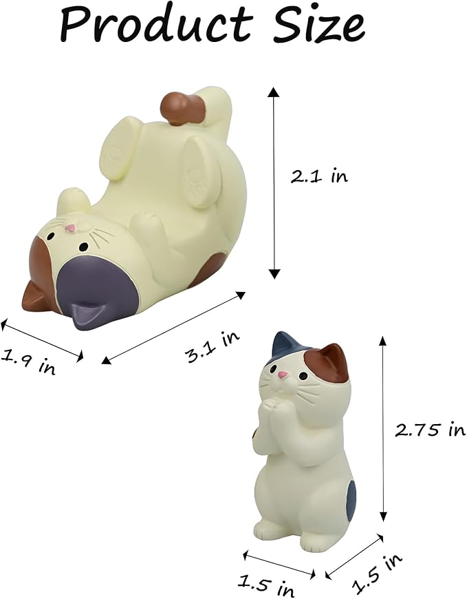 Cat-Shaped Phone Stand and Eyeglass Frames Animal Resin Gifts for Cat Lovers, Home & Office Fashion Accessories(White)
