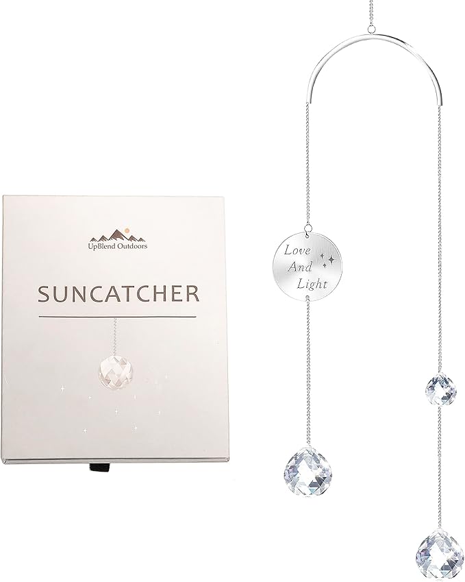 Crystal Suncatcher Rainbow Maker for Windows, Hanging Prism Sun Catcher Creates Stunning Colorful Rainbows, Perfect Home Garden Patio Indoor Outdoor Decor, Gifts for Mom Women