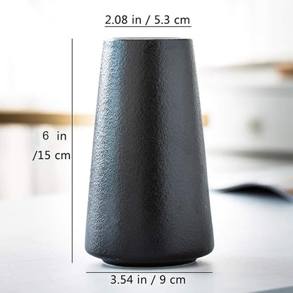 Matte Black Vase - Black Flower vase, 6" Small Simple Modern Ceramic Vases for Flower/Pampas Grass, Minimalist Farmhouse Boho Vase for Centerpieces, Home Decor, Bathroom Decor
