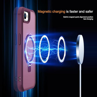 Compatible with iPhone 16E Case with Invisible Magnetic O-Ring Stand Military-Grade Translucent Case for iPhone 16E 6.1" 2025 [Compatible with Mag-Safe][Great Grip Feeling], Wine Red