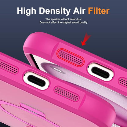 Compatible with iPhone 14 Plus Case with Invisible Magnetic O-Ring Stand Military-Grade Translucent Case for iPhone 14 Plus 6.7" [Compatible with Mag-Safe][Great Grip Feeling], Rose