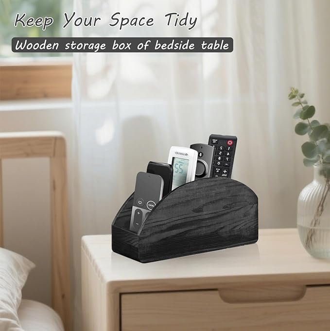 BIBELUN TV Remote Control Holder with 5 Compartments, Bedside Table Remote Caddy, Desktop Storage Box Organizer/Tray to Store Pen, Controllers, Media Player, Cosmetics, Office Supplies, Home Décor