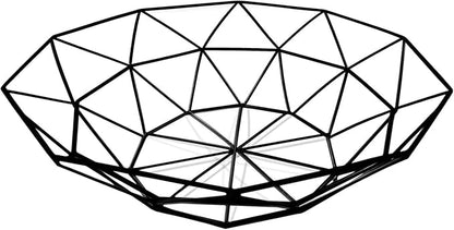 IBWell Geometric Metal Wire Fruit Bowl, Iron Arts Fruit Storage Baskets for Kitchen Counter (Black, Normal)