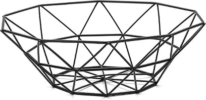 HOMQUEN Fruit Basket, Fruit Bowl, Metal Wire Fruit Basket for kitchen, Fruit Bowl for Kitchen Counter, Basket for Fruits, Vegetables, Breads, Snacks, Kitchen Gadgets (Square Short, Black)