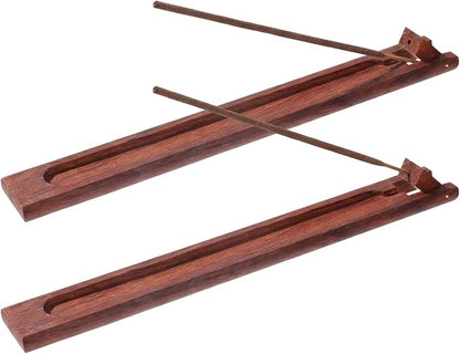 2Pcs Wood Incense Holder for Sticks 9.8" Wood Incense Burner Holder Stick Holders with Catcher Wooden Stick Incenses Burner with Adjustable Angle