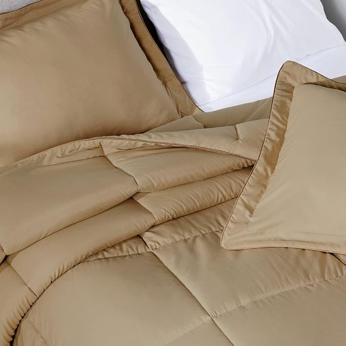 PeachSkinSheets Night Sweats: The Original 1500TC Soft Super King/Cal King Oversized Comforter Set Light Mocha