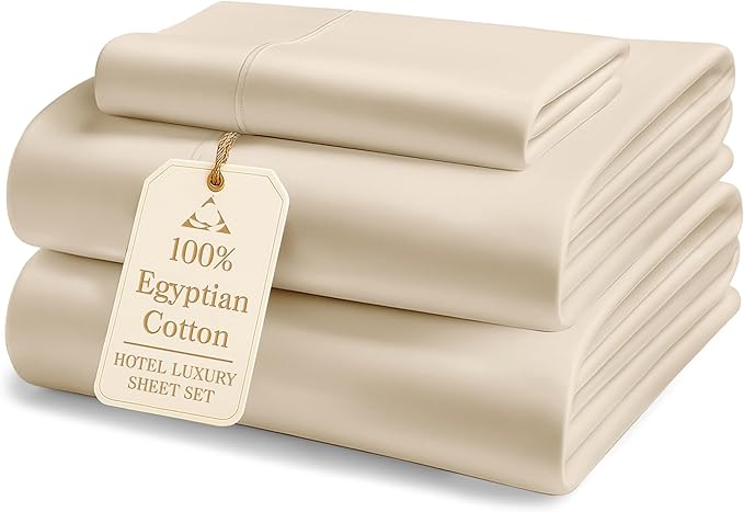 LANE LINEN 100% Egyptian Cotton Bed Sheets Twin XL - 1000 Thread Count, Long Staple Soft & Comfy Sateen Weave No Pill Fade Resistant Machine wash Extra Long Twin Sheets for Hospital Bed -Ivory