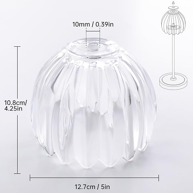 Tulip Lamp Shades Replacement, 5" Dia. * 4.25" H，0.394” Top Hole Clear Glass Sconce Shade Heavy and Thick for Table Lamp, 2 Pack