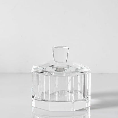 Crystal Candy Dish with Lid Hand-Cut Home Decorative Jewelry Box/Jar W 5" x H 5" with Multi-faceted, Comes With Gift Box