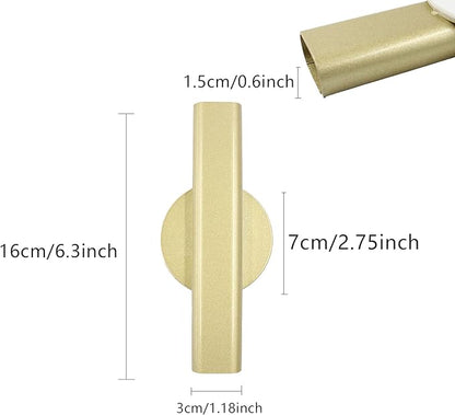 6.3" Wall-Mounted Flower Tube, Top/Bottom Open Vase, Adhesive Metal Flower Open Tube Decoration Holder for Flower Display, Home Office Living Room Bedroom Decoration, 2pcs(Gold)