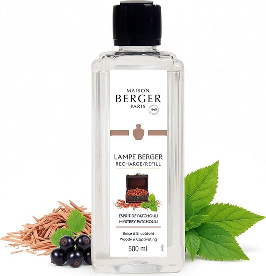 Mystery Patchouli | Lampe Berger Fragrance Refill by Maison Berger | for Home Fragrance Oil Diffuser | Purifying and perfuming Your Home | 16.9 Fluid Ounces - 500 milliliters | Made in France