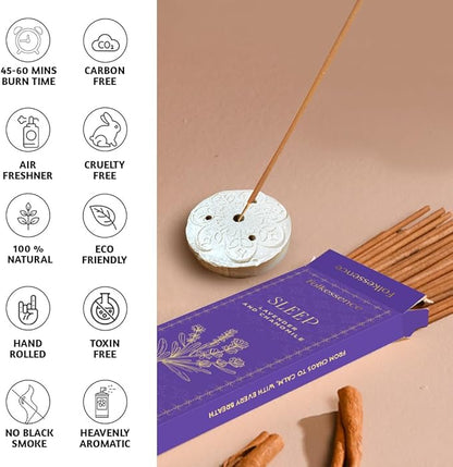 Folkulture Incense Sticks with Holder (100 Sticks)| Lavender & Chamomile Incense Sticks for Deep Sleep, Aromatherapy, Relax Stress |No Charcoal,Organic,Non Toxic, 45 Mins, Long Burning Insence-Sticks