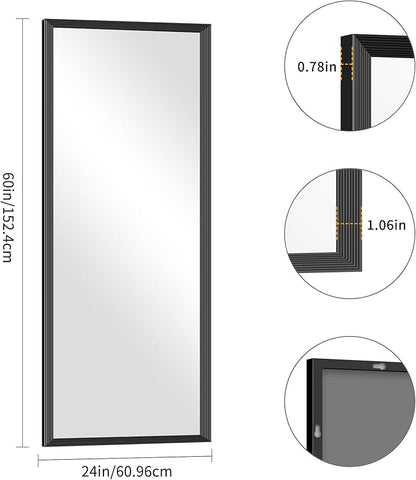 Black Bathroom Mirror 60 x 24 Inch Rectangle Wave Beveled Frame for Wall Bathroom Vanity Mirror for Over Sink, Tempered Glass,for Entryway Hangs, Bathroom Living Room Horizontal or Vertical